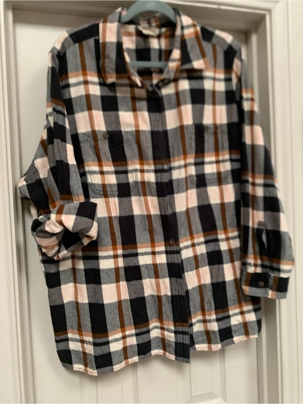 Duluth Trading Co Plaid Button-Down Shirt in Black, Gray & Brown